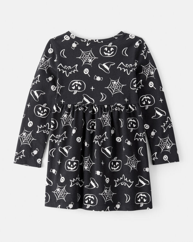 Product image 2 of Toddler Halloween Spooky Print Dress - Black