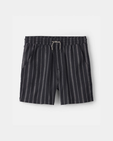 boys striped shorts - black