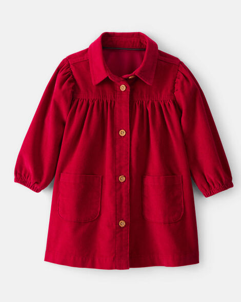 baby girl corduroy long-sleeve dress - red