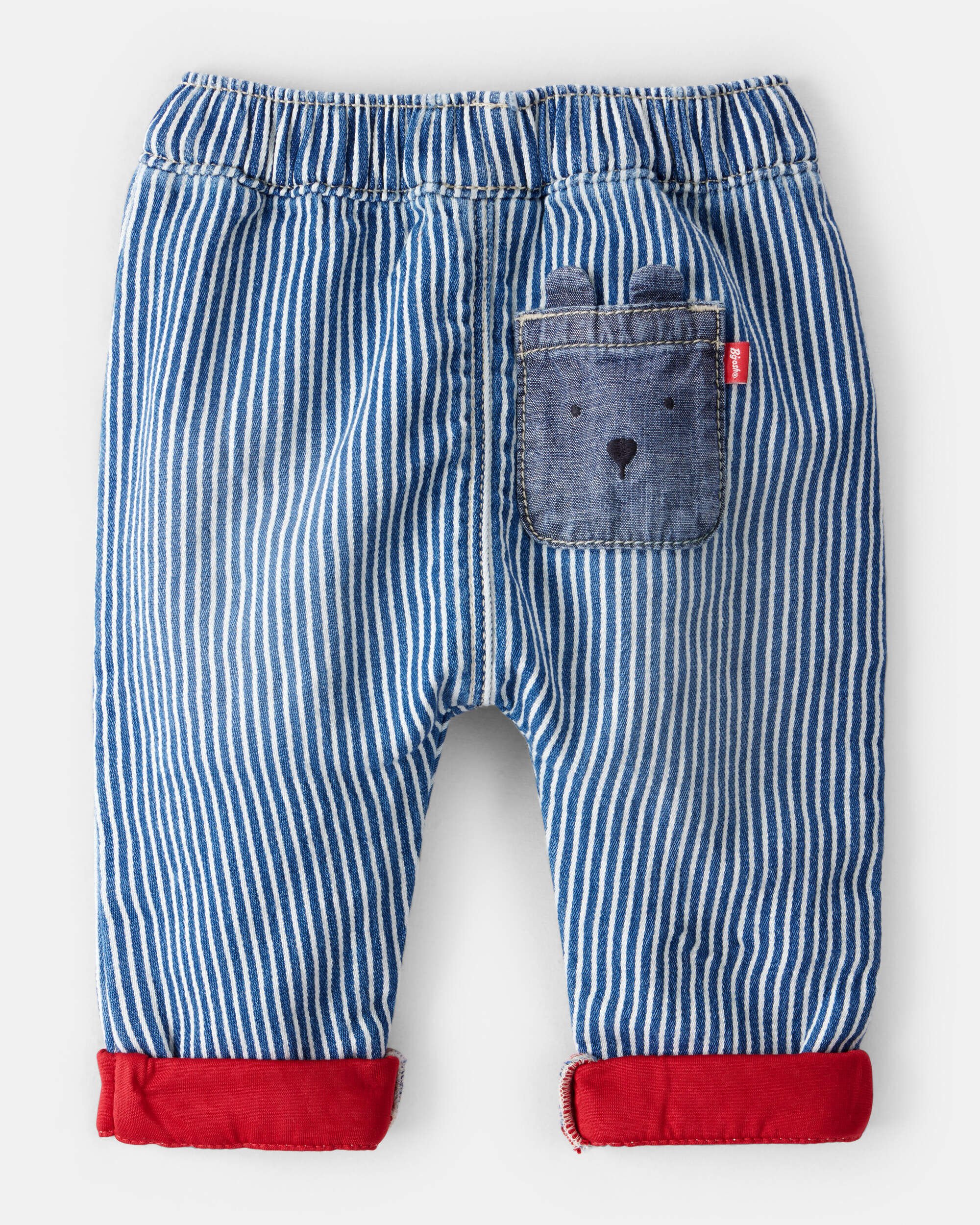 Baby Bear Pocket Hickory Striped Pants - Blue