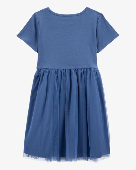  Product image 2 of Kid Solid Short-Sleeve Dress - Navy