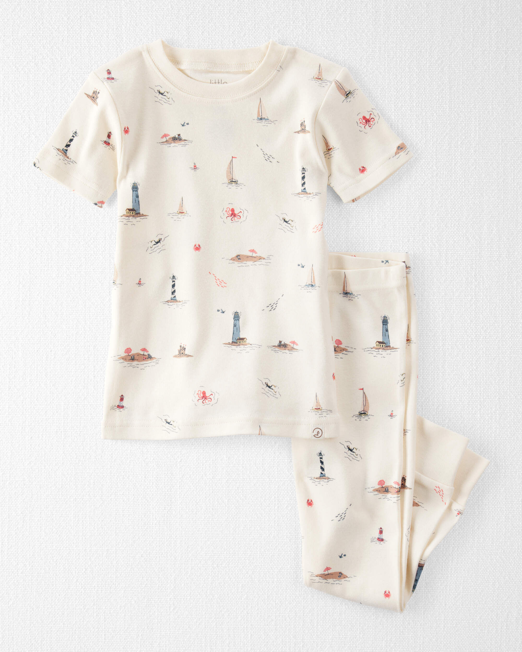 Little Planet Toddler 2-Piece Organic Cotton Pajamas in Coastal Vacation 2T Coastal Vacation 18$