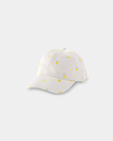 toddler girl lemon baseball hat - white