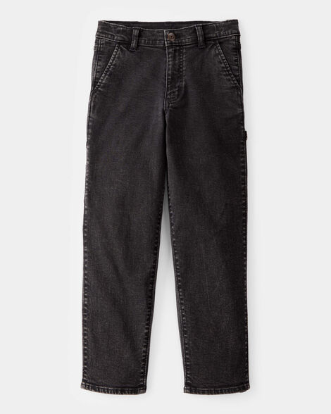 Boys Baggy Iconic Denim Carpenter Pants - Black Wash