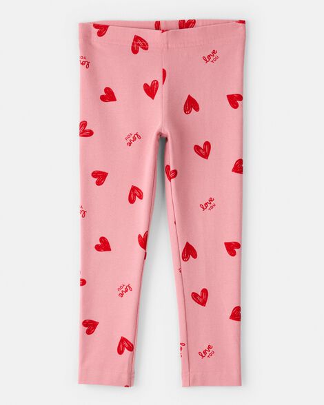 toddler girl heart pull-on stretch leggings - pink