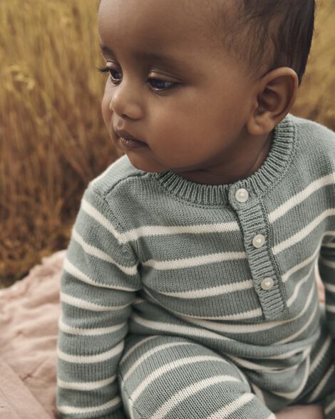  Product image 1 of Baby Organic Cotton Sweater Knit Jumpsuit in Stripes