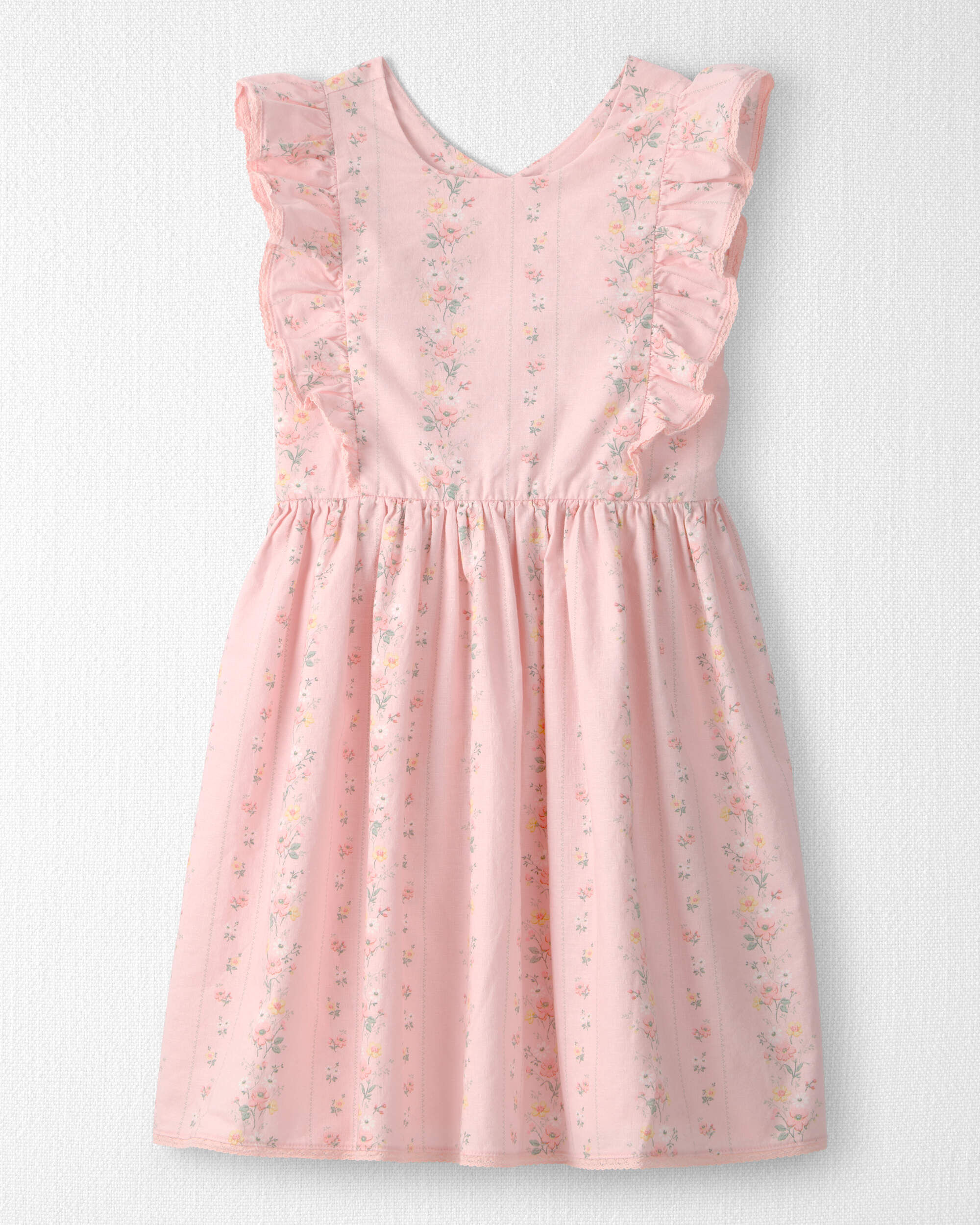 Little Planet Girls Ruffle Dress Made with Organic Cotton in Spring Garden Print 6 Spring Garden 44$