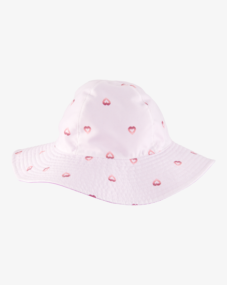 toddler girl heart print reversible swim hat - purple