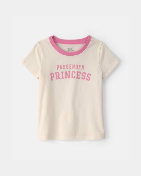 toddler girl 'passenger princess' graphic tee - cream