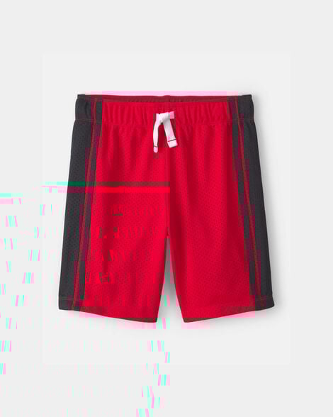 Boys Striped Mesh Active Shorts - Red