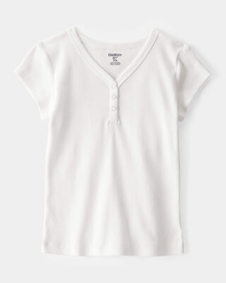 Product image 1 of Kid Ribbed Henley Short-Sleeve Shirt - Ivory