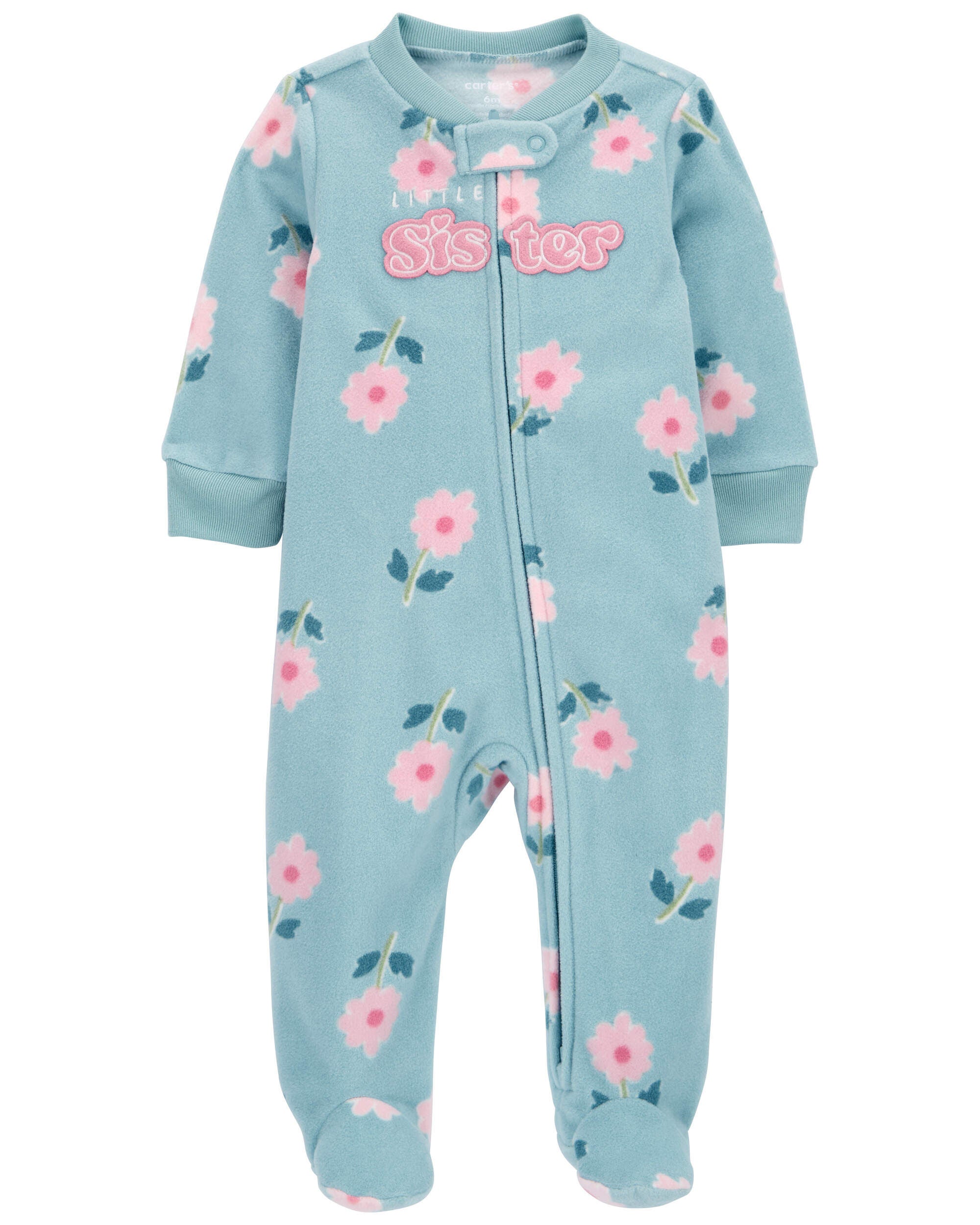 Baby Little Sister Zip Up Fleece Footie Sleep Play Pajamas