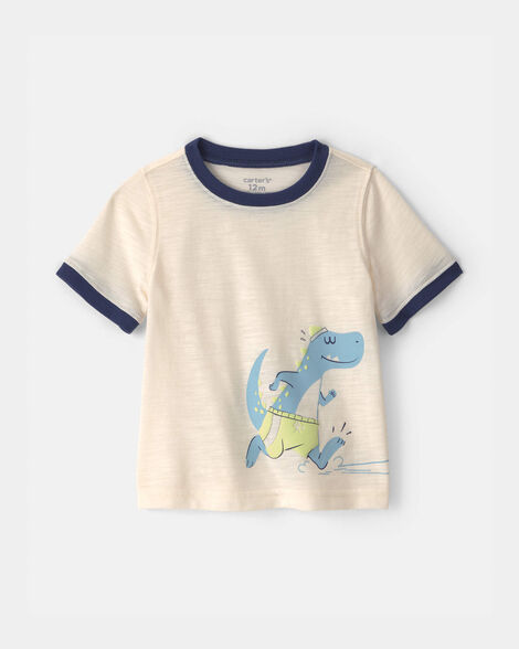 baby boy dinosaur graphic tee - cream