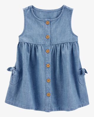 Product image 1 of Baby Solid Cotton Dress - Blue