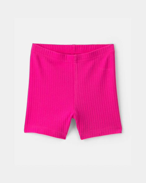 baby girl ribbed bike shorts - pink