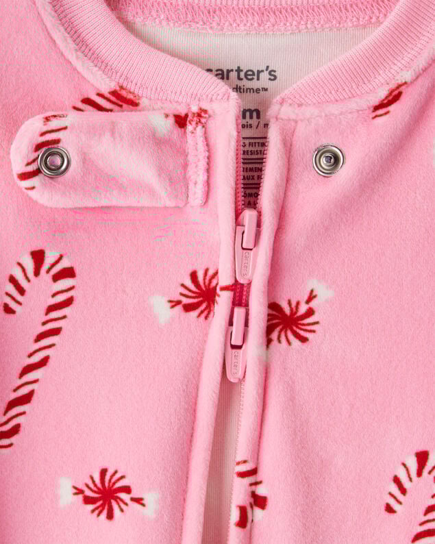 Baby Festive Friends Santa Christmas 100% Cotton Long-Sleeve Loose Fit 2-Way Zip 1-Piece Pajamas - White