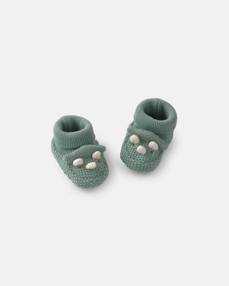 baby boy dinosaur baby booties - green