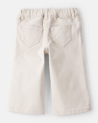 Product image 2 of Baby Embroidered Stretch Denim Wide Leg Jeans - Cream