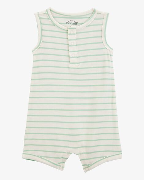 Product image 1 of Baby Boy Striped PurelySoft Romper - Green