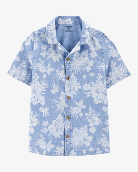  Product image 1 of Kid Tropical Print Button-Front Shirt - Blue