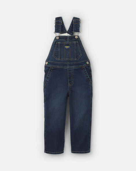 Toddler Elastic Strap Denim Overalls - Dark Wash