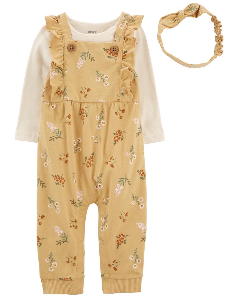 Baby Yellow/Ivory 3-Piece Tee & Jumpsuit Set | carters.com