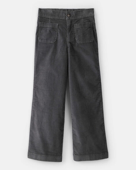 girls corduroy wide-leg pants - grey