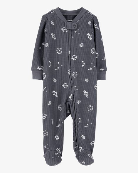 Product image 2 of Baby 2-Pack Ribbed 2-Way Zip Sleep & Play Pajamas - Grey/Ivory