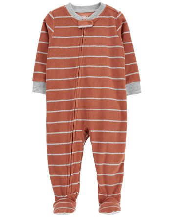 Baby 1-Piece Striped Fleece Footie PJs, 