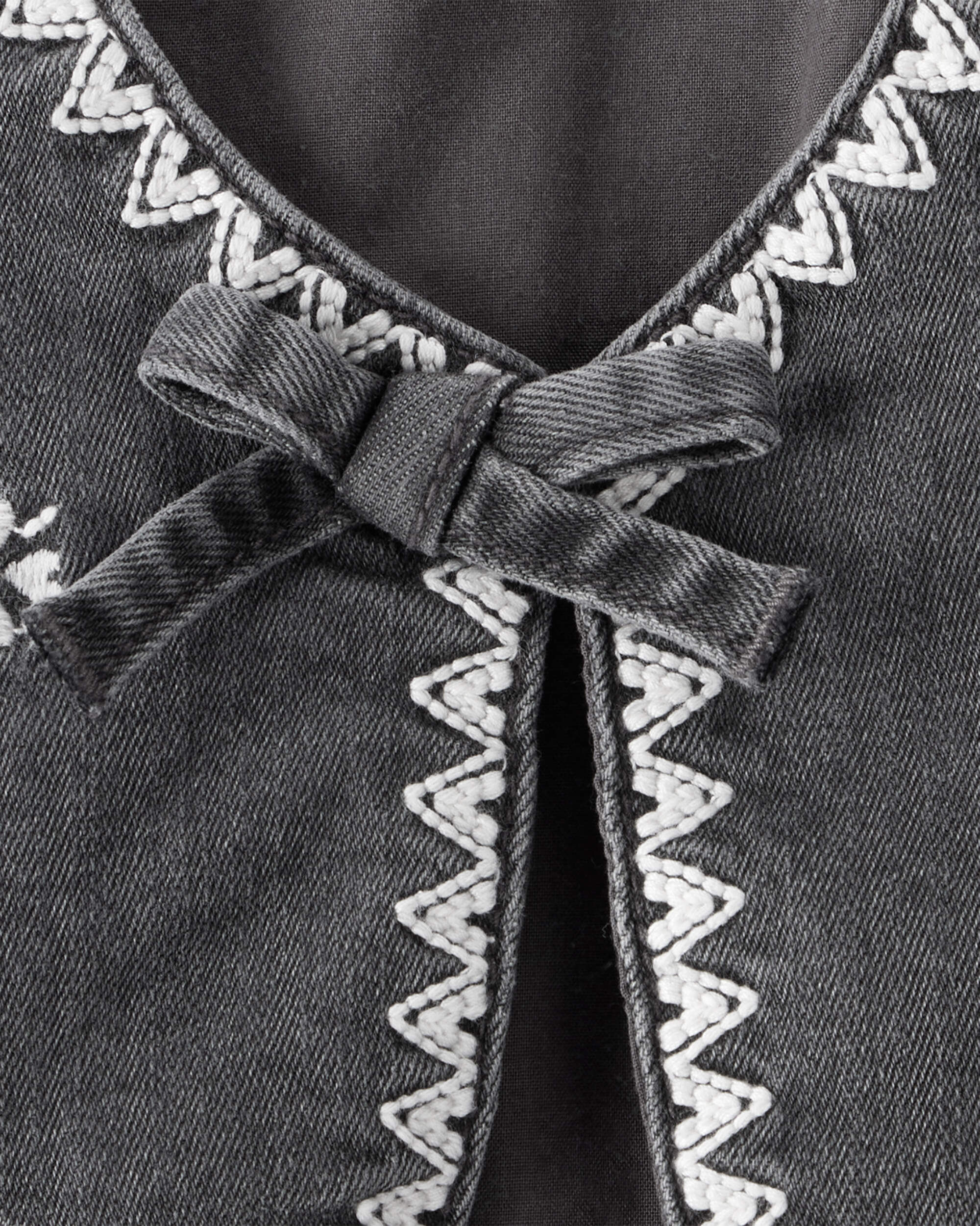 Baby Girl Western Denim Sleeveless Vest - Grey