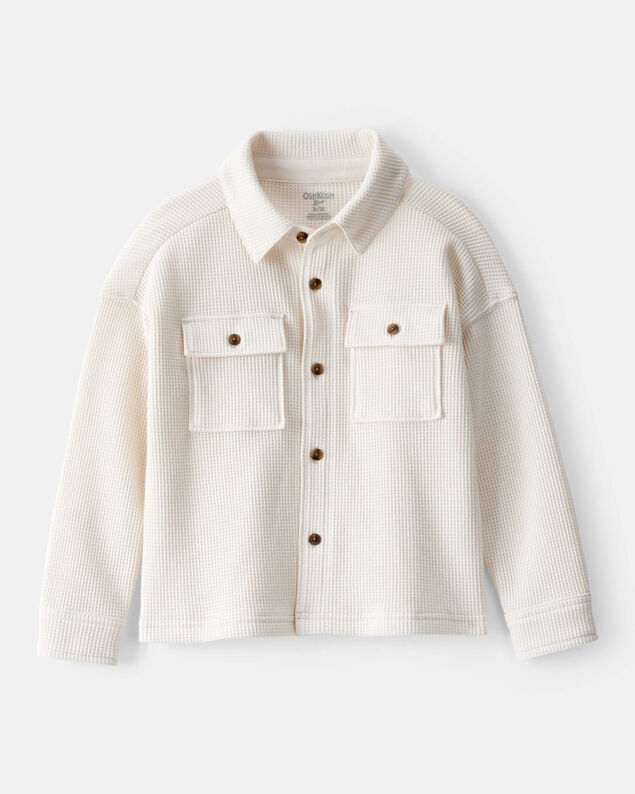 Product image 1 of Toddler Boy Long-Sleeve Waffle Knit Utility Shirt - White