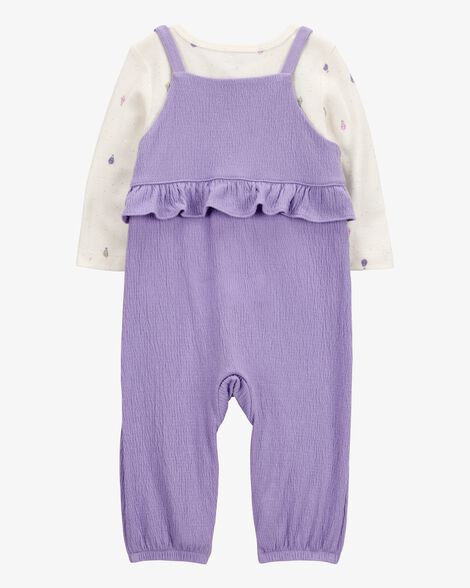  Product image 2 of Baby 2-Piece Long-Sleeve Tee & Coverall Set - Purple