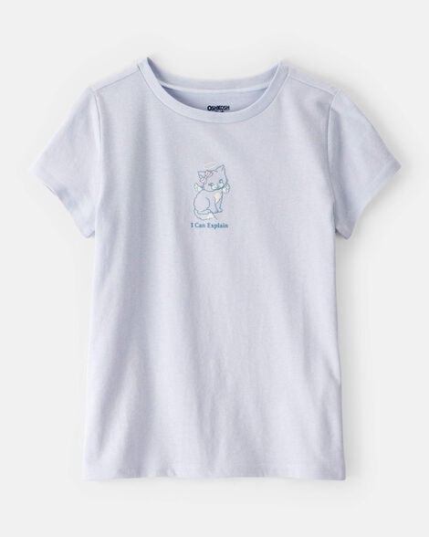 Girls Cat Short-Sleeve Graphic Tee - Blue