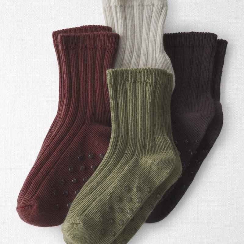 Toddler 4-Pack No-Slip Ankle Socks Made with Organic Cotton