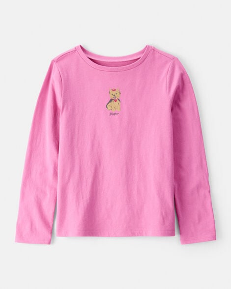 Girls Dog Long-Sleeve Graphic Tee - Pink