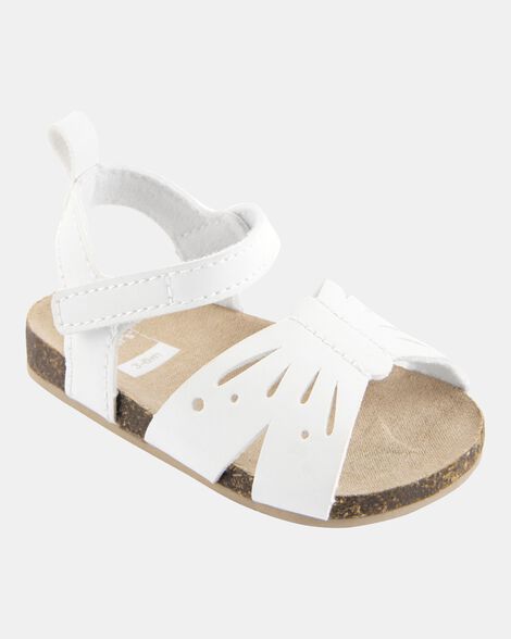 baby butterfly faux cork sandals - white