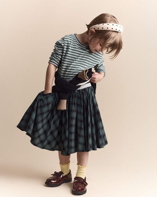 Product image 2 of Toddler Girl Avenue Twirl™ Midi Skirt in Plaid - Green/Black
