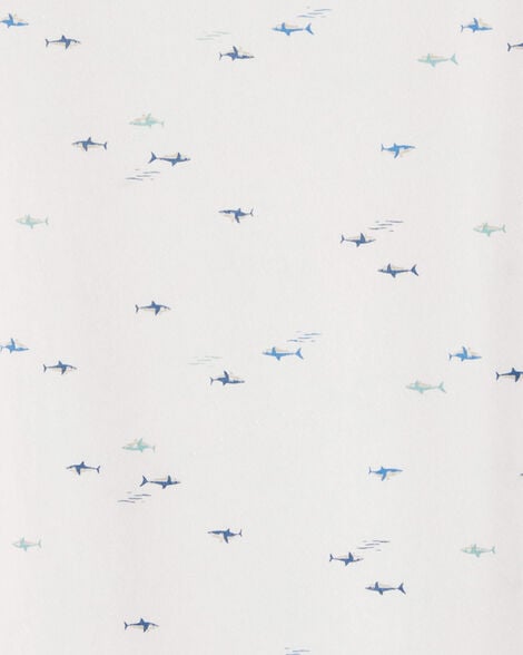 Product image 2 of Boys Shark Cotton-Blend Tee - White