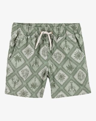Product image 1 of Baby Tile Print Drawstring Shorts - Green