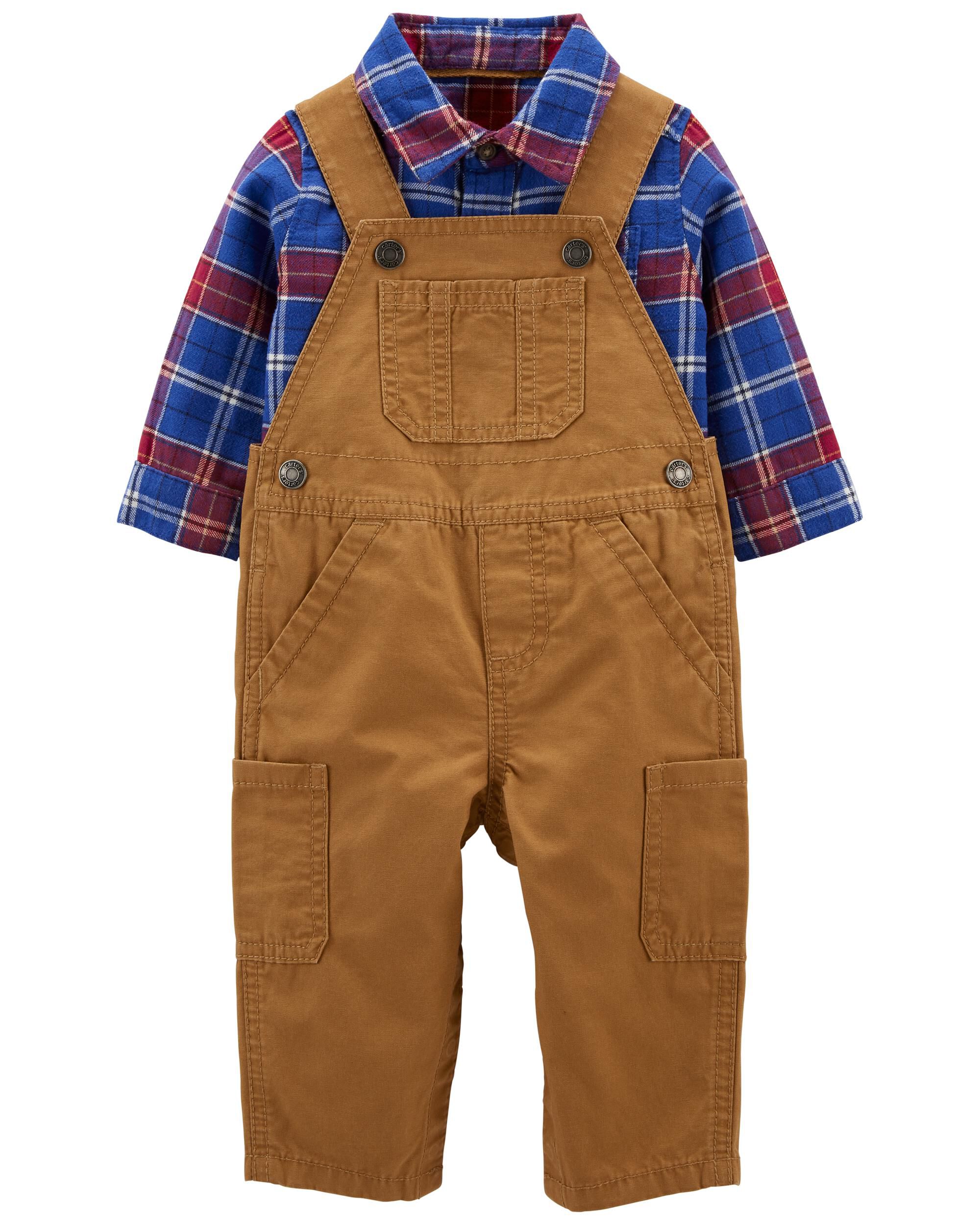 Carter's NWT 12M Infant Boy Plaid Top 2Pc Shirt Pant Set 
