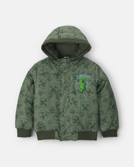 boys minecraft® hooded puffer jacket - green