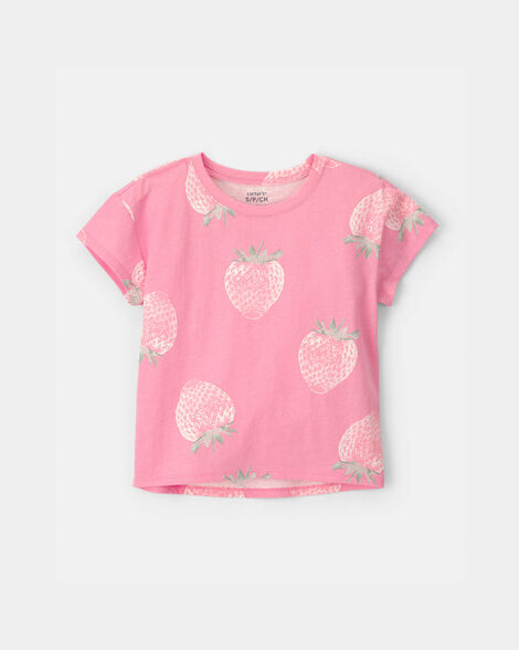 girls strawberry top - pink