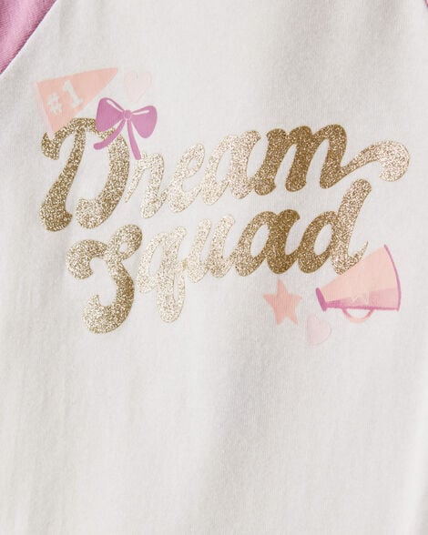 Girls Movie Print 100% Cotton Long-Sleeve 4-Piece Pajamas - Black/Pink