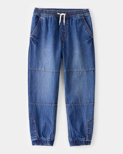 Boys Tapered Iconic Denim Drawstring Joggers - Medium Wash