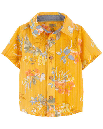 Baby Floral Print Seersucker Button-Front Shirt