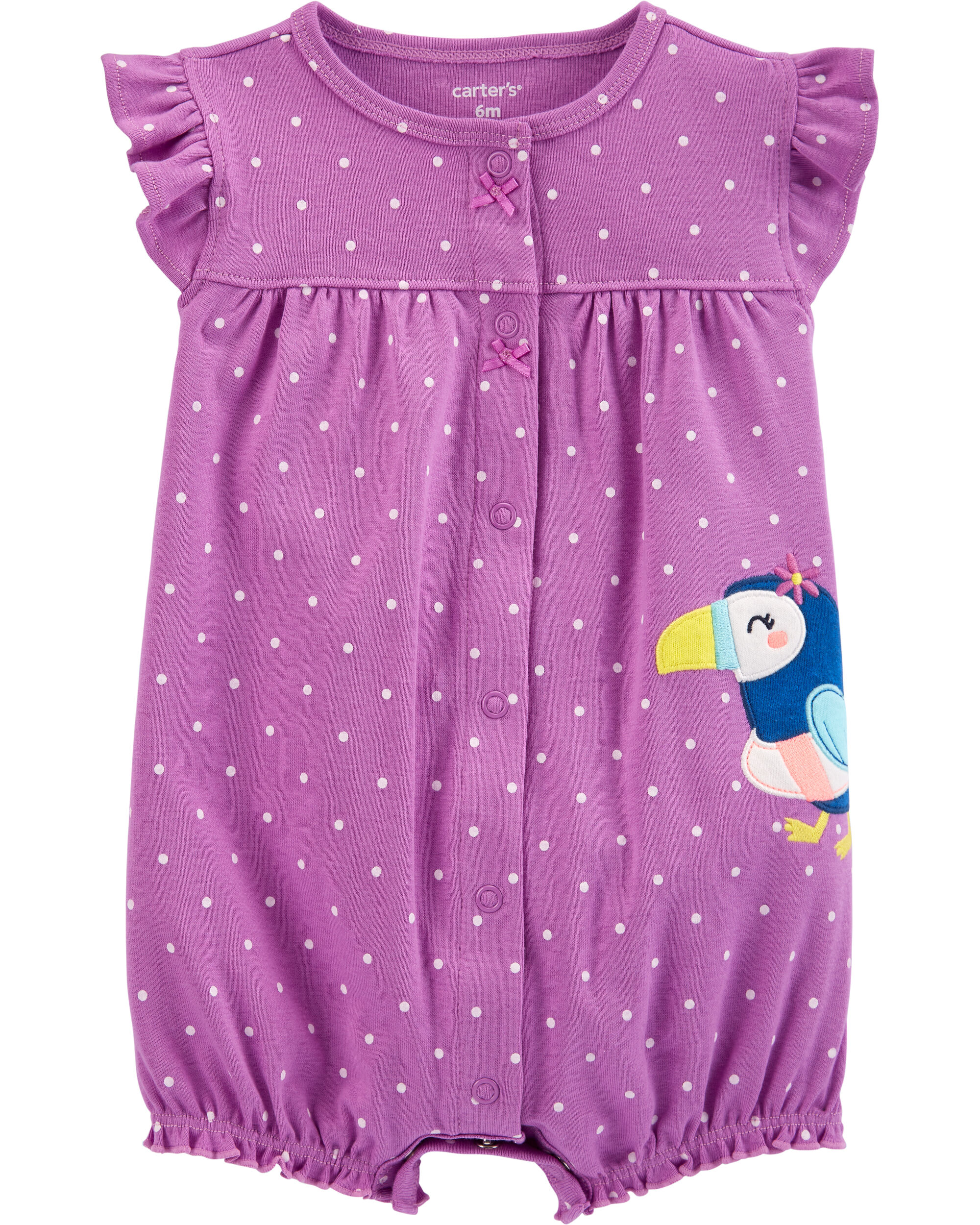 *CLEARANCE* Polka Dot Toucan Snap-Up Romper