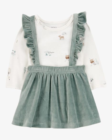  Product image 1 of Baby 2-Piece Woodland Creatures Bodysuit & Velboa Jumper Set