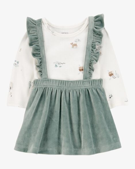 Product image 1 of Baby 2-Piece Woodland Creatures Bodysuit & Velboa Jumper Set