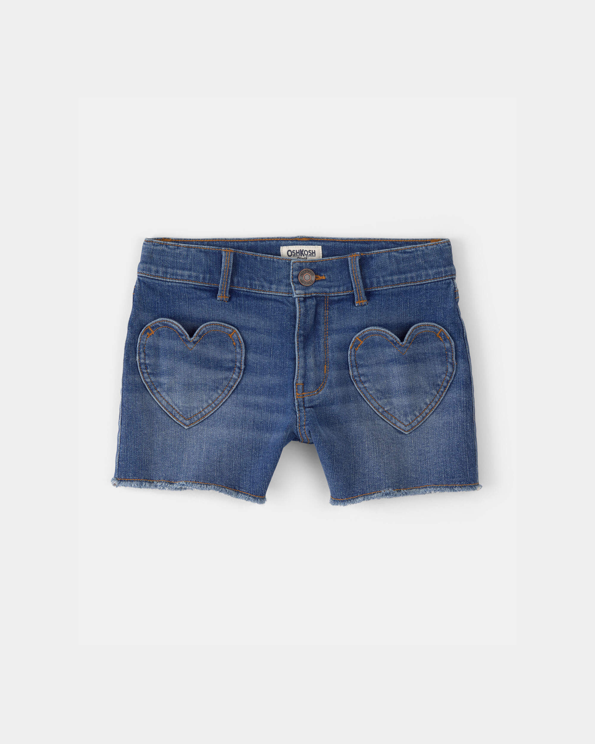 OshKosh B'gosh Girls Heart Pocket Denim Shorts - Dark Wash 10 Blue