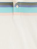 Cream - Toddler Striped Short-Sleeve Polo - Cream, Selected